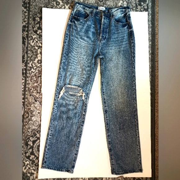 Pistola Cassie Super High Rise Straight Leg Jeans Size 27 Distressed Button Fly